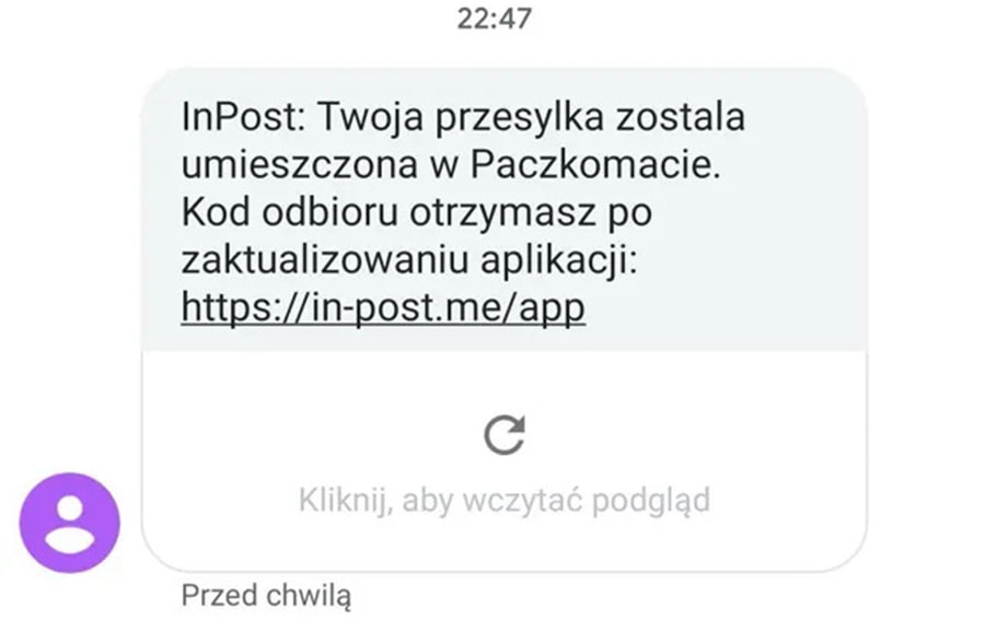 Próba zainfekowania telefonu złośliwym oprogramowaniem pod pretekstem aktualizacji aplikacji InPost.