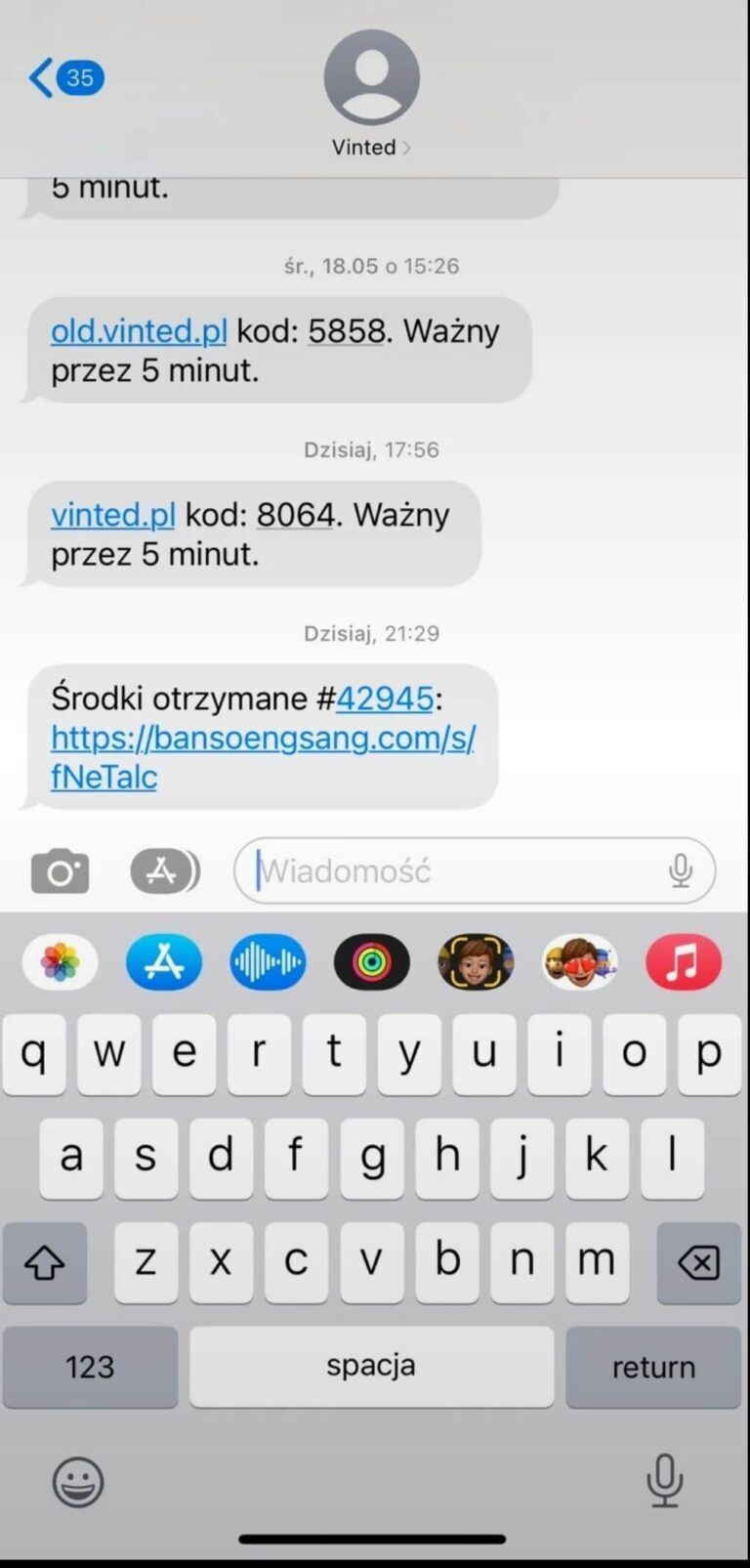 Próba oszustwa BLIK na platformie Vinted.